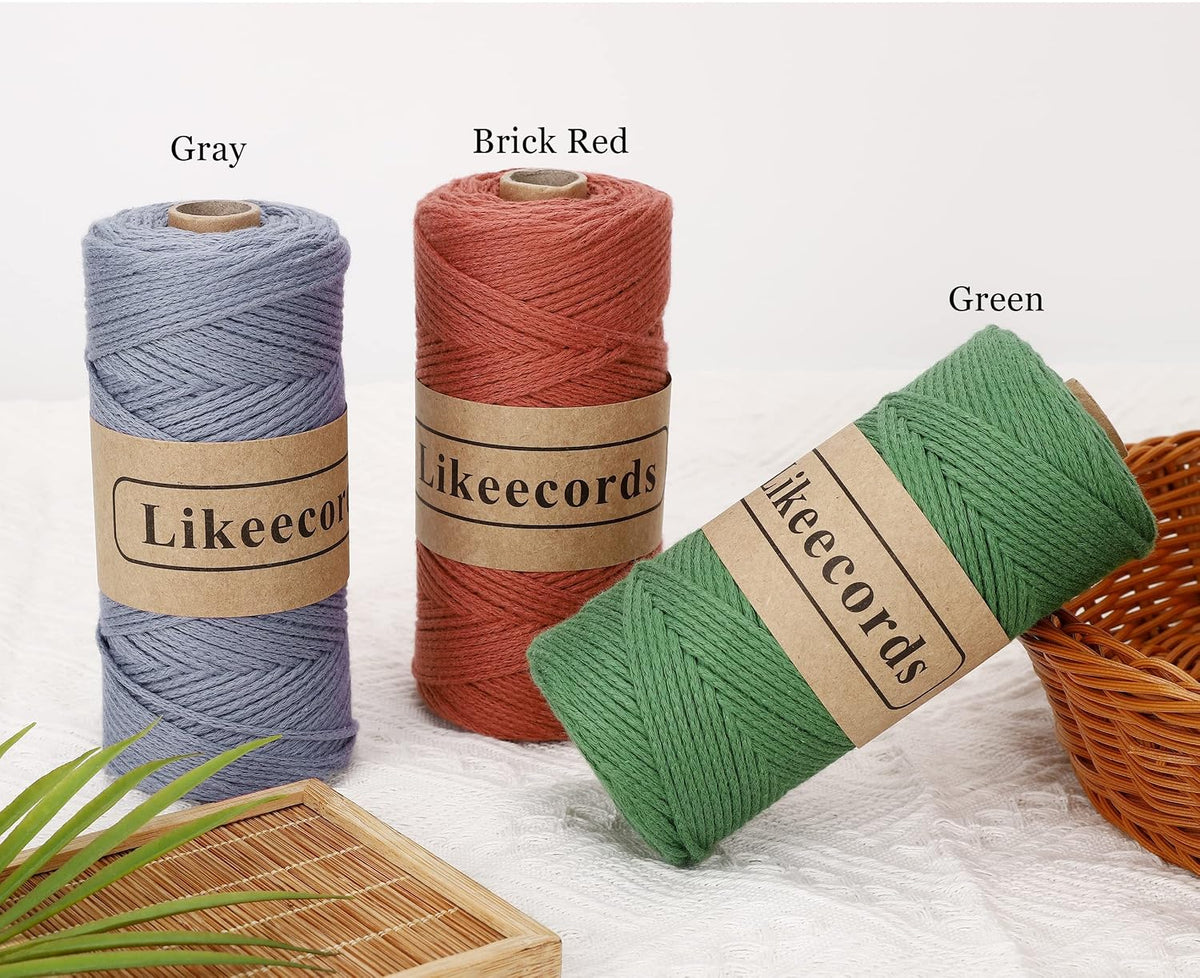 100% Cotton Crochet Yarn for Bag,3 Rolls/Pack 2mm x 510m,Macrame Cord,Chunky Yarn for Crocheting Handbag, Purse,Blankets Crafts Projects (Apricot)