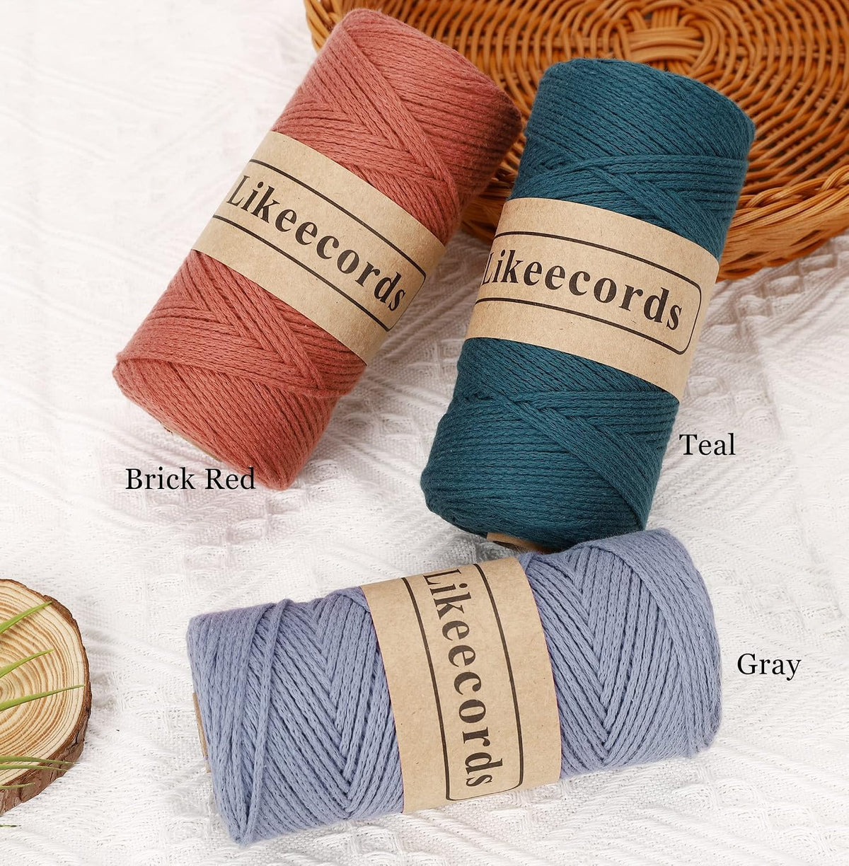 100% Cotton Crochet Yarn for Bag,3 Rolls/Pack 2mm x 510m,Macrame Cord,Chunky Yarn for Crocheting Handbag, Purse,Blankets Crafts Projects (Apricot)