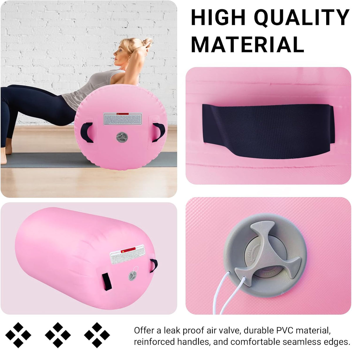 Gymnastics Barrel Air Roller with Pump, Inflatable Tumbling Equipment Air Mat Octagon Mat for Backhandspring Training Cheerleading Home Use