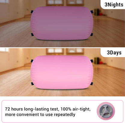 Gymnastics Barrel Air Roller with Pump, Inflatable Tumbling Equipment Air Mat Octagon Mat for Backhandspring Training Cheerleading Home Use