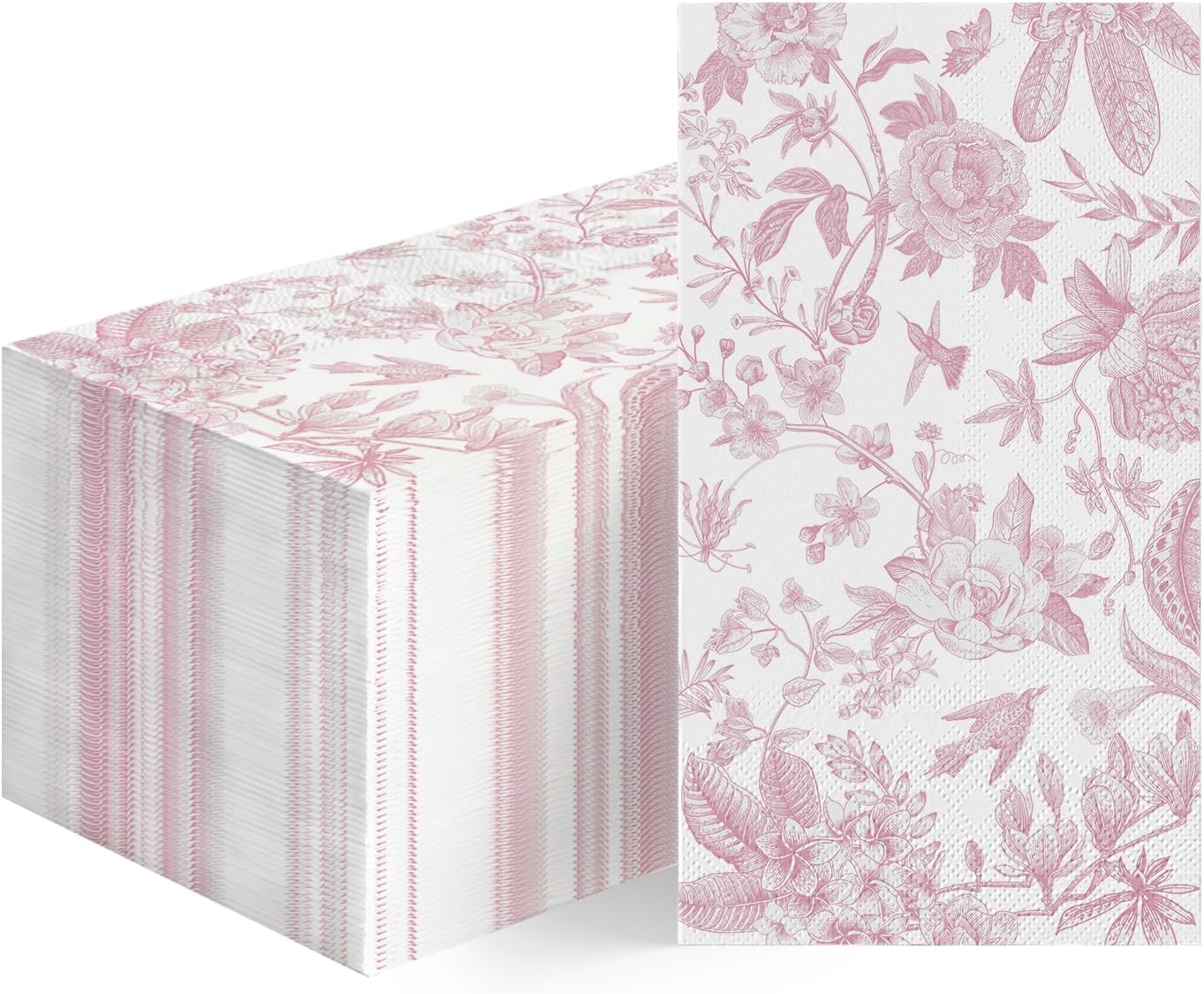 Horaldaily 50 Spring Summer Disposable Paper Decorative Guest Pink Napkins, Pink Flowers Hand Towel for Party Lunch Dinner Kitchen Bathroom Decoration