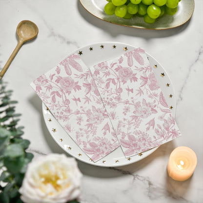 Horaldaily 50 Spring Summer Disposable Paper Decorative Guest Pink Napkins, Pink Flowers Hand Towel for Party Lunch Dinner Kitchen Bathroom Decoration