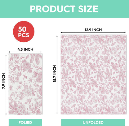 Horaldaily 50 Spring Summer Disposable Paper Decorative Guest Pink Napkins, Pink Flowers Hand Towel for Party Lunch Dinner Kitchen Bathroom Decoration