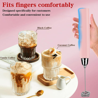 Milk Frother Wand Rechargeable Handheld Whisk Coffee 3 Speed Adjustable