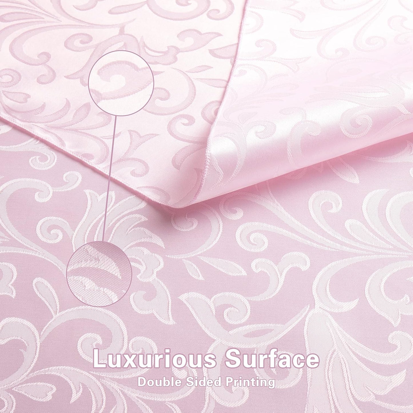 4 Pieces Scroll Damask Jacquard Light Pink Cloth Napkins 17 x 17 inch,Water Resistant Spillproof Dinner Napkins for Restaurant Weddings Party Dinner Decoration