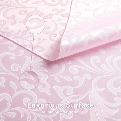 4 Pieces Scroll Damask Jacquard Light Pink Cloth Napkins 17 x 17 inch,Water Resistant Spillproof Dinner Napkins for Restaurant Weddings Party Dinner Decoration