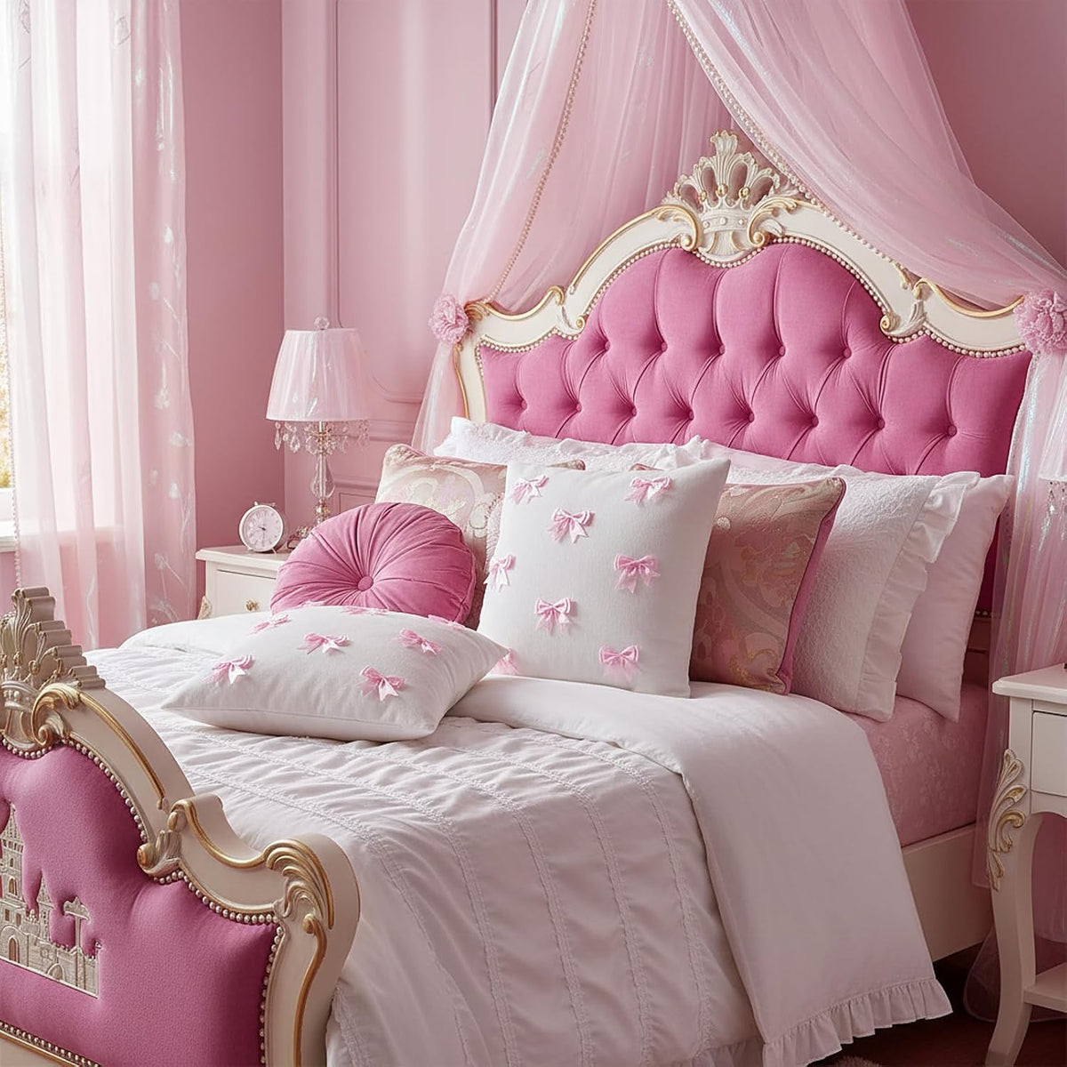 Pink 2 Pack 18 x 18 Inch Hand-Sewn Bows Pillow Covers Set