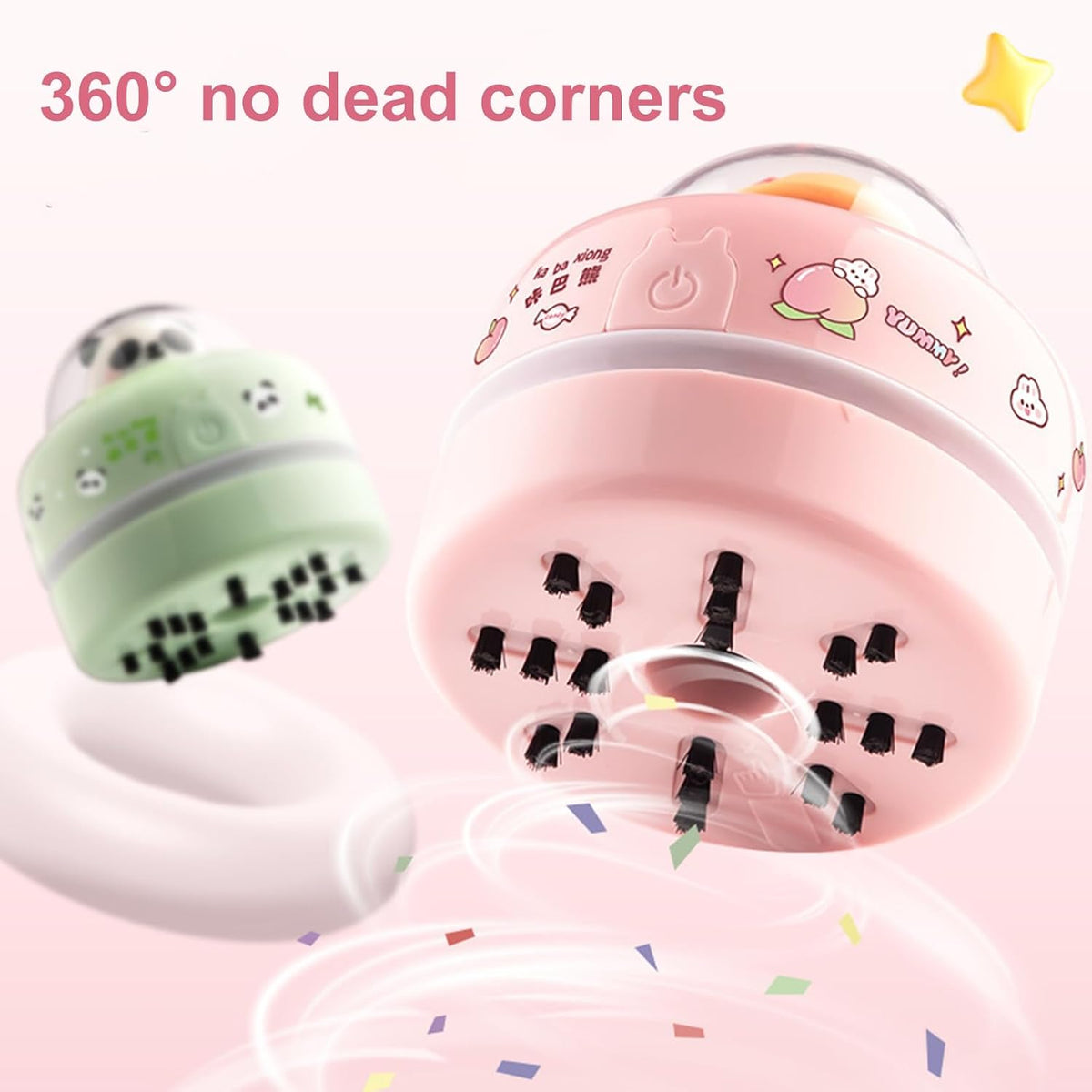 Mini Desktop Vacuum Cleaner, Portable Battery Powered Vacuum Cleaner for Desk Cordless 360-degree Rotatable Desktop Vacuum for Cleaning Eraser Crumbs Hairs Crumbs Keyboard Pink