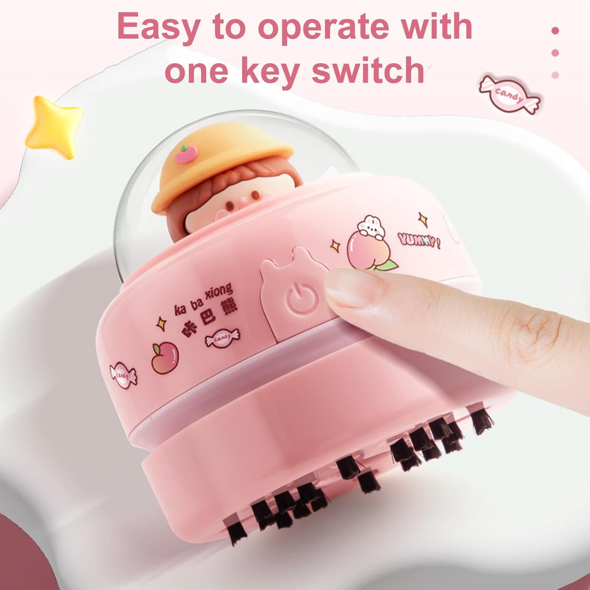 Mini Desktop Vacuum Cleaner, Portable Battery Powered Vacuum Cleaner for Desk Cordless 360-degree Rotatable Desktop Vacuum for Cleaning Eraser Crumbs Hairs Crumbs Keyboard Pink