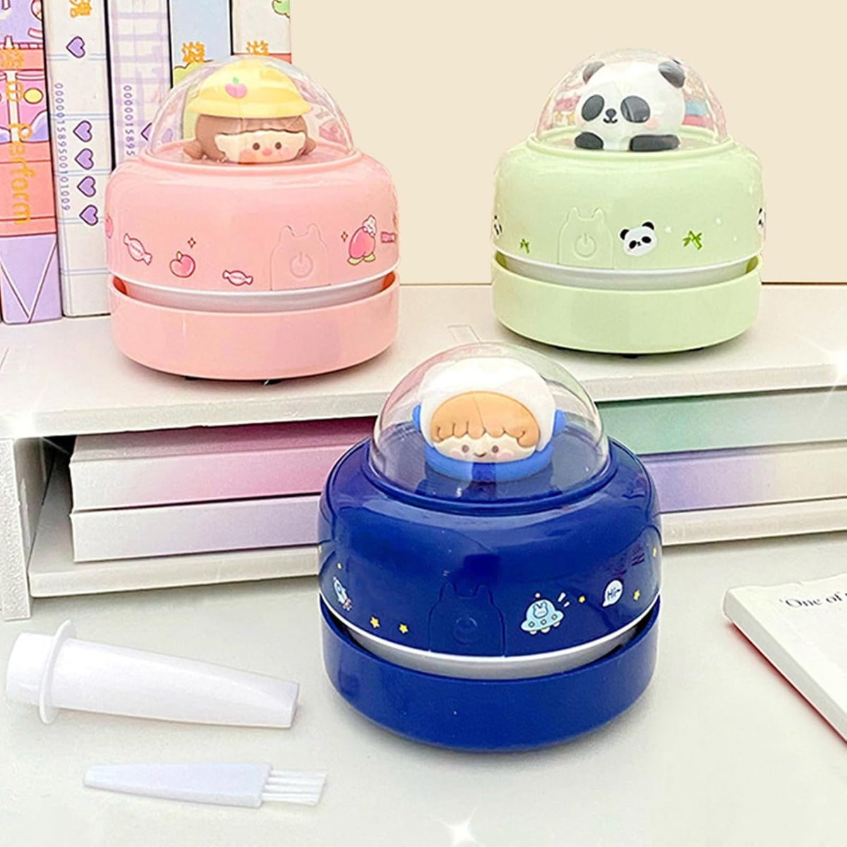 Mini Desktop Vacuum Cleaner, Portable Battery Powered Vacuum Cleaner for Desk Cordless 360-degree Rotatable Desktop Vacuum for Cleaning Eraser Crumbs Hairs Crumbs Keyboard Pink