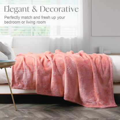 Whale Flotilla Extra Large Pink Throw Blanket for Couch, Decorative Soft Fleece Bed Blankets, Plush Fluffy Thick Sofa Throws for All Season, 50x70 Inch