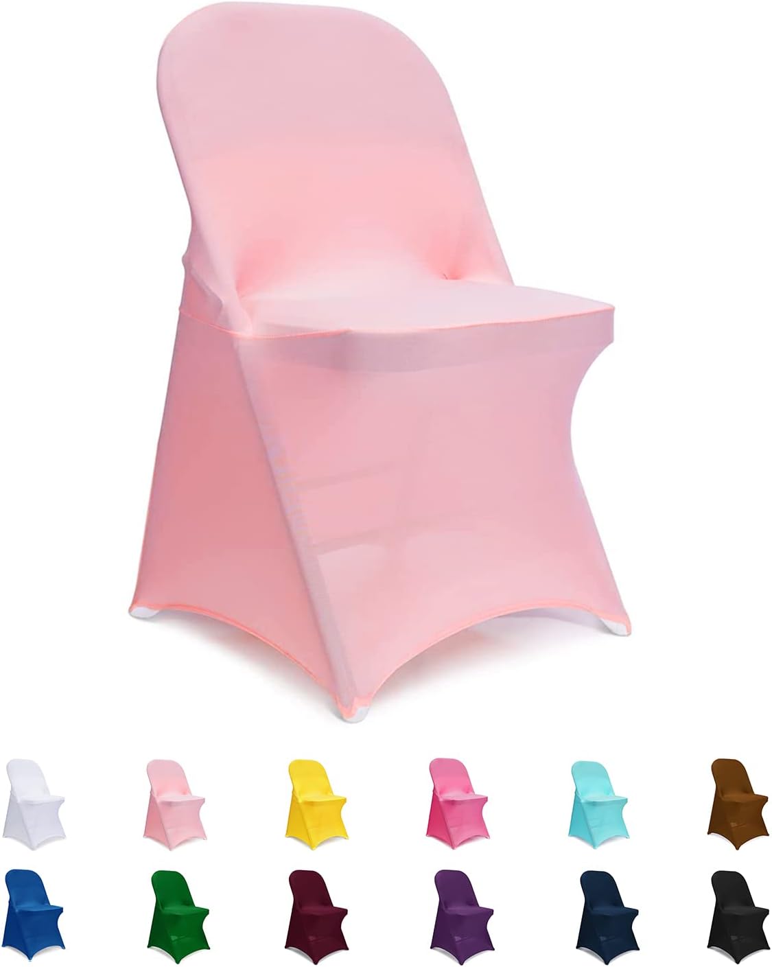 Folding Chair Covers - 20 PCS Light Pink Spandex Slipcovers for Banquet & Wedding Events
