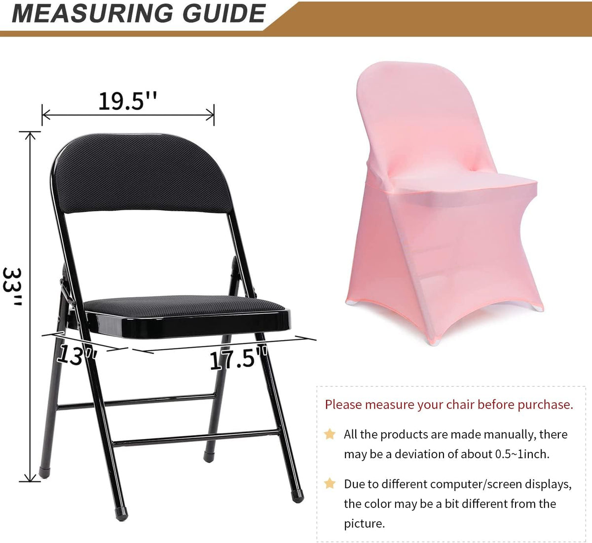 Folding Chair Covers - 20 PCS Light Pink Spandex Slipcovers for Banquet & Wedding Events