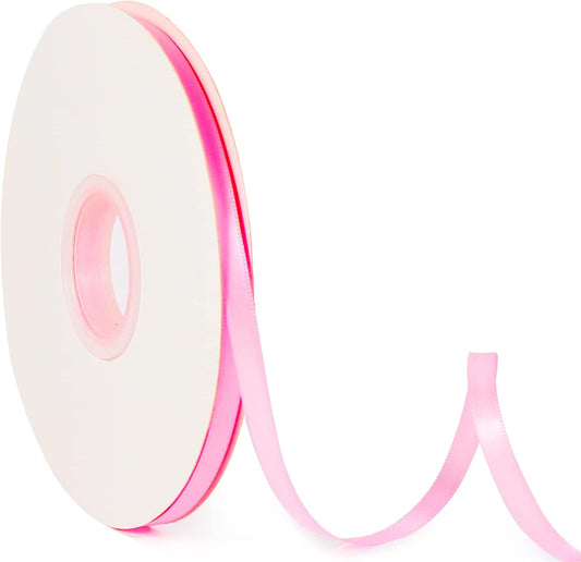 Peach Pink 1/4" X 50 Yards Solid Color Satin Ribbon, Double Faced High Density Polyester Fabric Ribbon for Gifts Wrapping, Wedding, Party, Crafts, Hair Bows, Home DIY Decor Ornaments