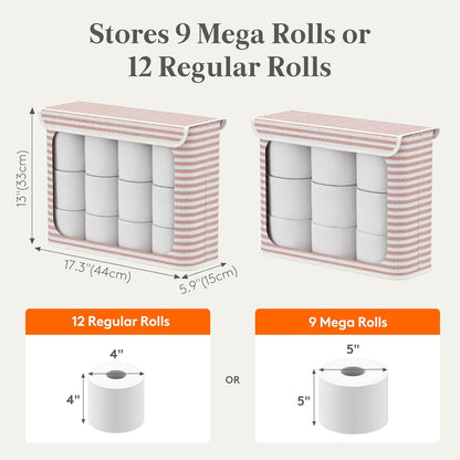22L Bathroom Toilet Paper Storage Basket with Lid, Pink