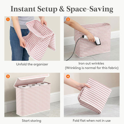 22L Bathroom Toilet Paper Storage Basket with Lid, Pink