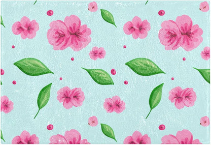 Pink Flowers Bathroom Rug, Non Slip Dry Quickly Bath Mat, Absorbent Soft Bath Rug, Home Decor Accessories, 24"x16"