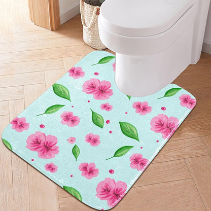 Pink Flowers Bathroom Rug, Non Slip Dry Quickly Bath Mat, Absorbent Soft Bath Rug, Home Decor Accessories, 24"x16"