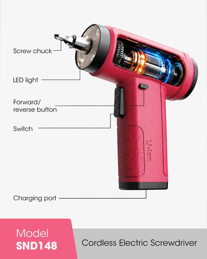 MYMULIKE Pink Cordless Electric Screwdriver, 4V Rechargeable Mini Power Drill Set, 23-Piece Bit Set for Home Use, Furniture Assembly & Daily DIY Projects