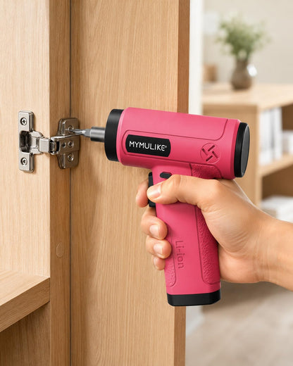 MYMULIKE Pink Cordless Electric Screwdriver, 4V Rechargeable Mini Power Drill Set, 23-Piece Bit Set for Home Use, Furniture Assembly & Daily DIY Projects