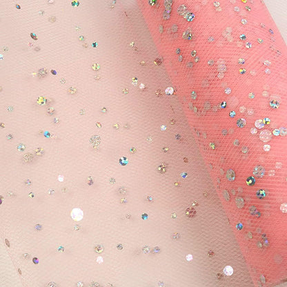 Laser Sequin Glitter Tulle Rolls 6 inch x 10 Yards (30 feet) Color for Table Runner Chair Sash Bow Pet Tutu Skirt Sewing Crafting Fabric Wedding Birthday Ribbon (Light Pink)