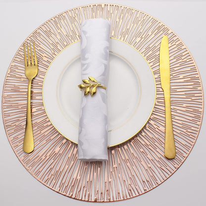 Round Placemats Set of 6 Rose Gold Metallic Vinyl 15 Inch Table Mats