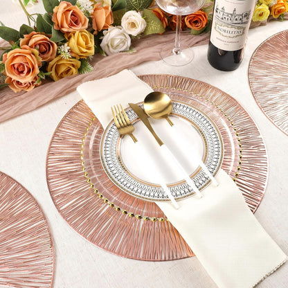 Round Placemats Set of 6 Rose Gold Metallic Vinyl 15 Inch Table Mats