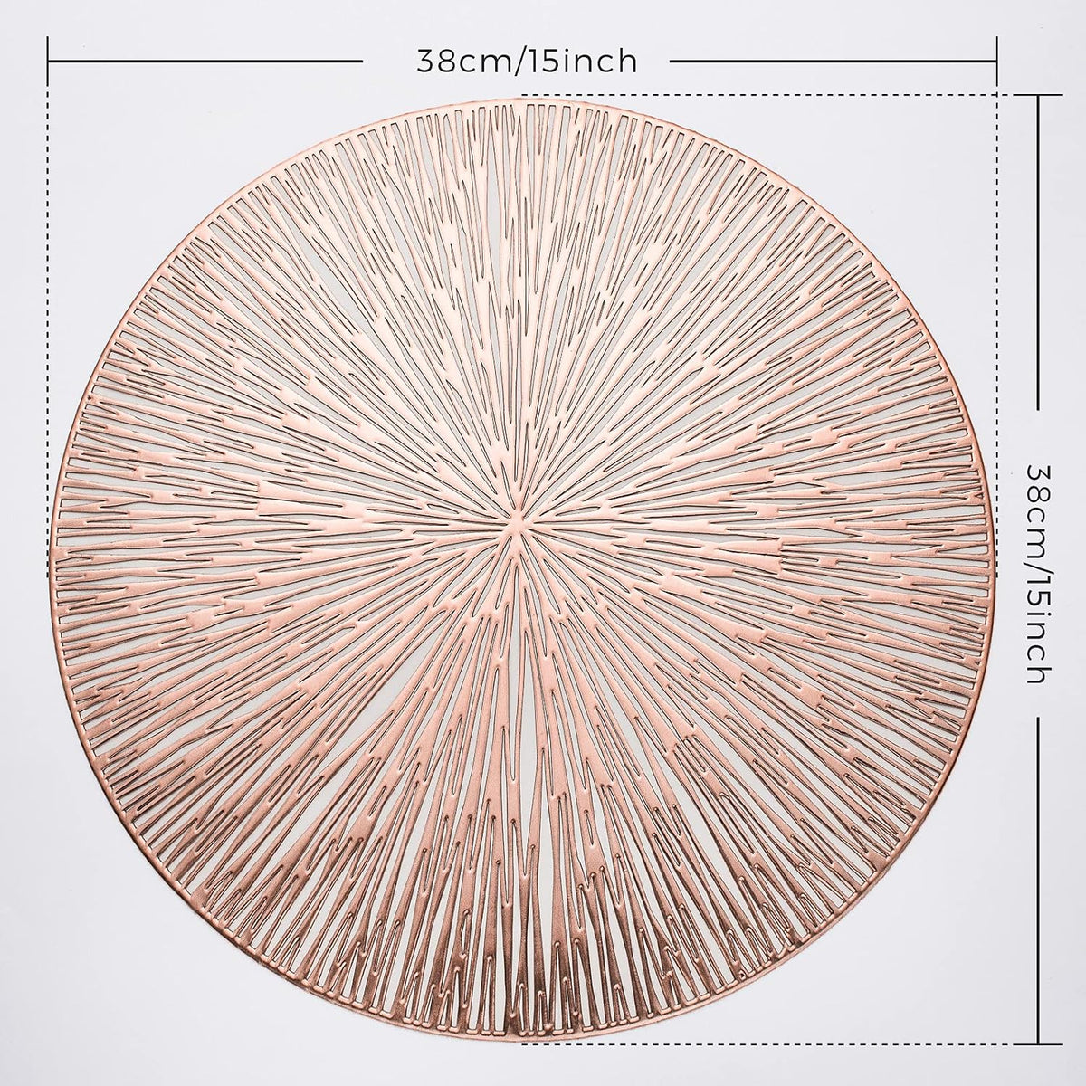Round Placemats Set of 6 Rose Gold Metallic Vinyl 15 Inch Table Mats