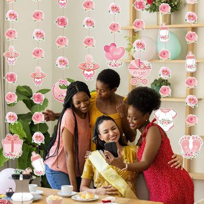 8 Pcs Pink Rose Gold Baby Shower Decorations for Girl Garlands