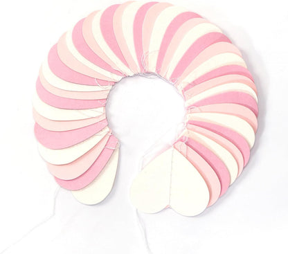 Pink-White Girls Birthday Party-Decorations Heart-Garland - 52Ft Valentines Day Proposal Galentines Wedding Paper Streamers Banner,Baby Bridal Shower Engagement Bachelorette Decor