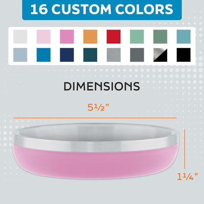 Stainless Steel Cat Bowls 9 oz Heavy Duty Hyper Pink