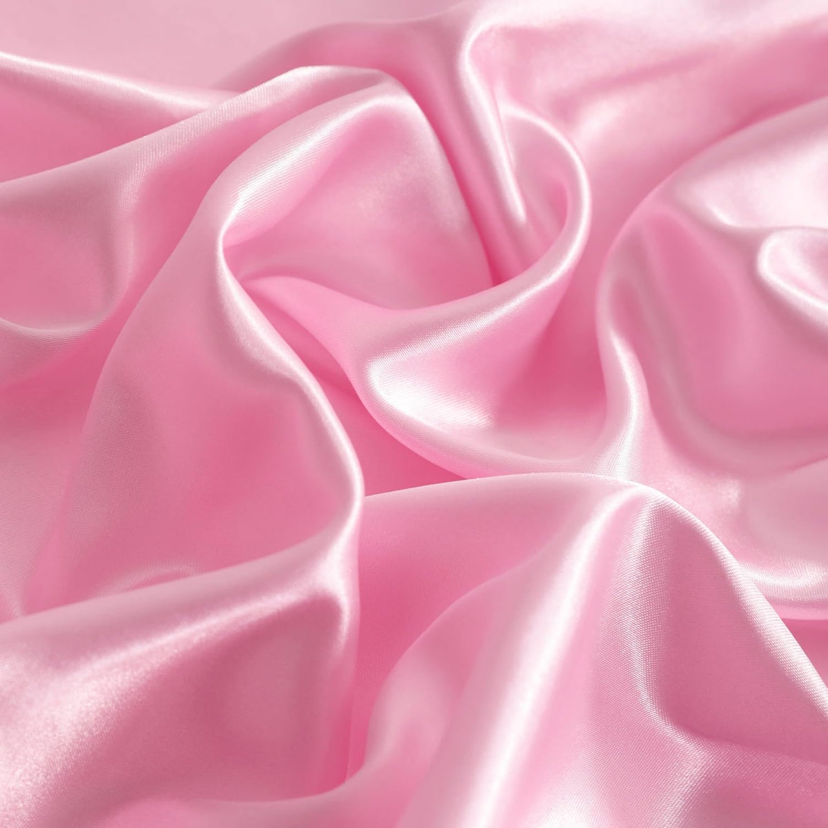 Twin Satin Bed Sheet Set, 3 Pieces Bed Sheet Set with Silky Solid Color, 1 Deep Pocket Fitted Sheet, 1 Flat Sheet, and 1 Pillowcase, Pink