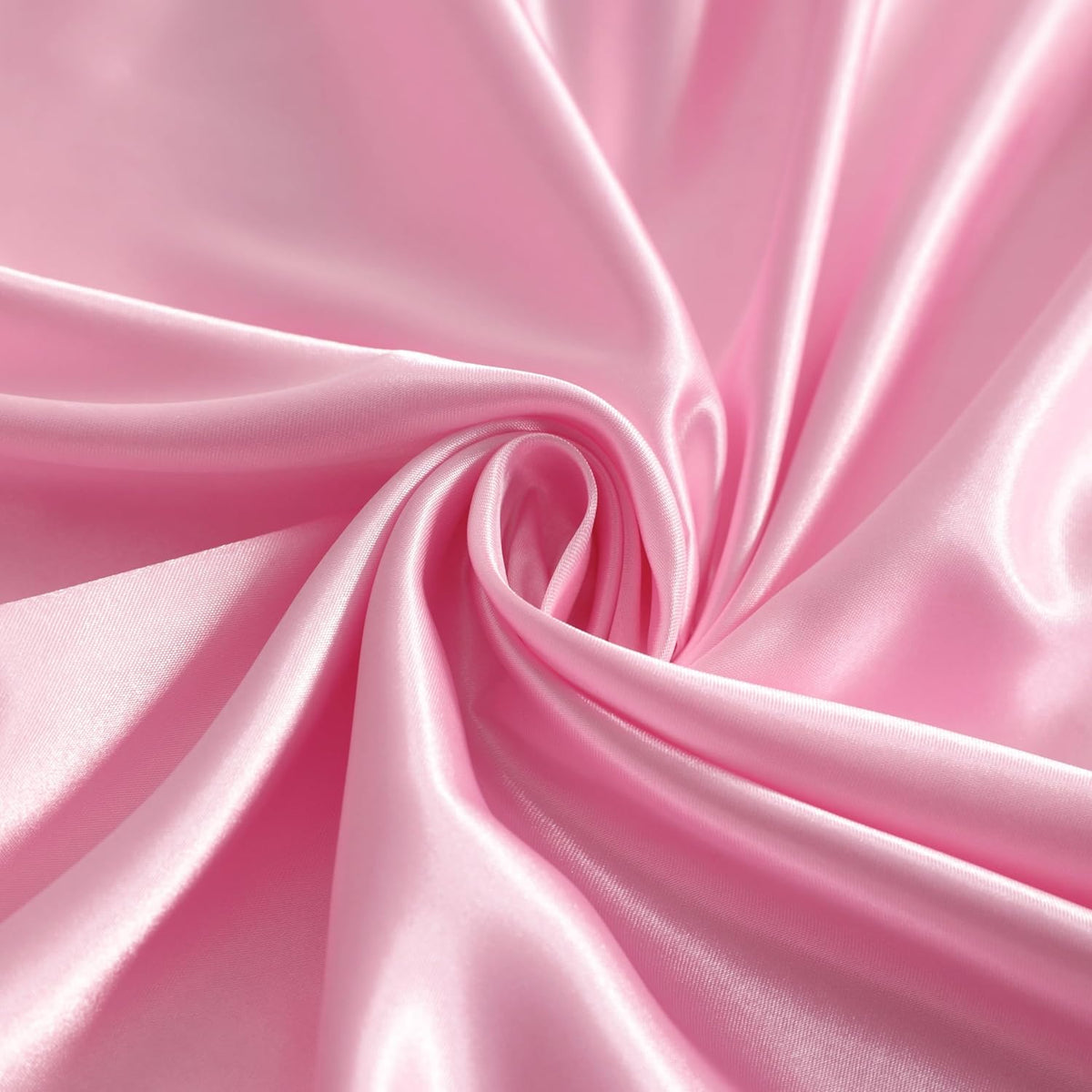 Twin Satin Bed Sheet Set, 3 Pieces Bed Sheet Set with Silky Solid Color, 1 Deep Pocket Fitted Sheet, 1 Flat Sheet, and 1 Pillowcase, Pink
