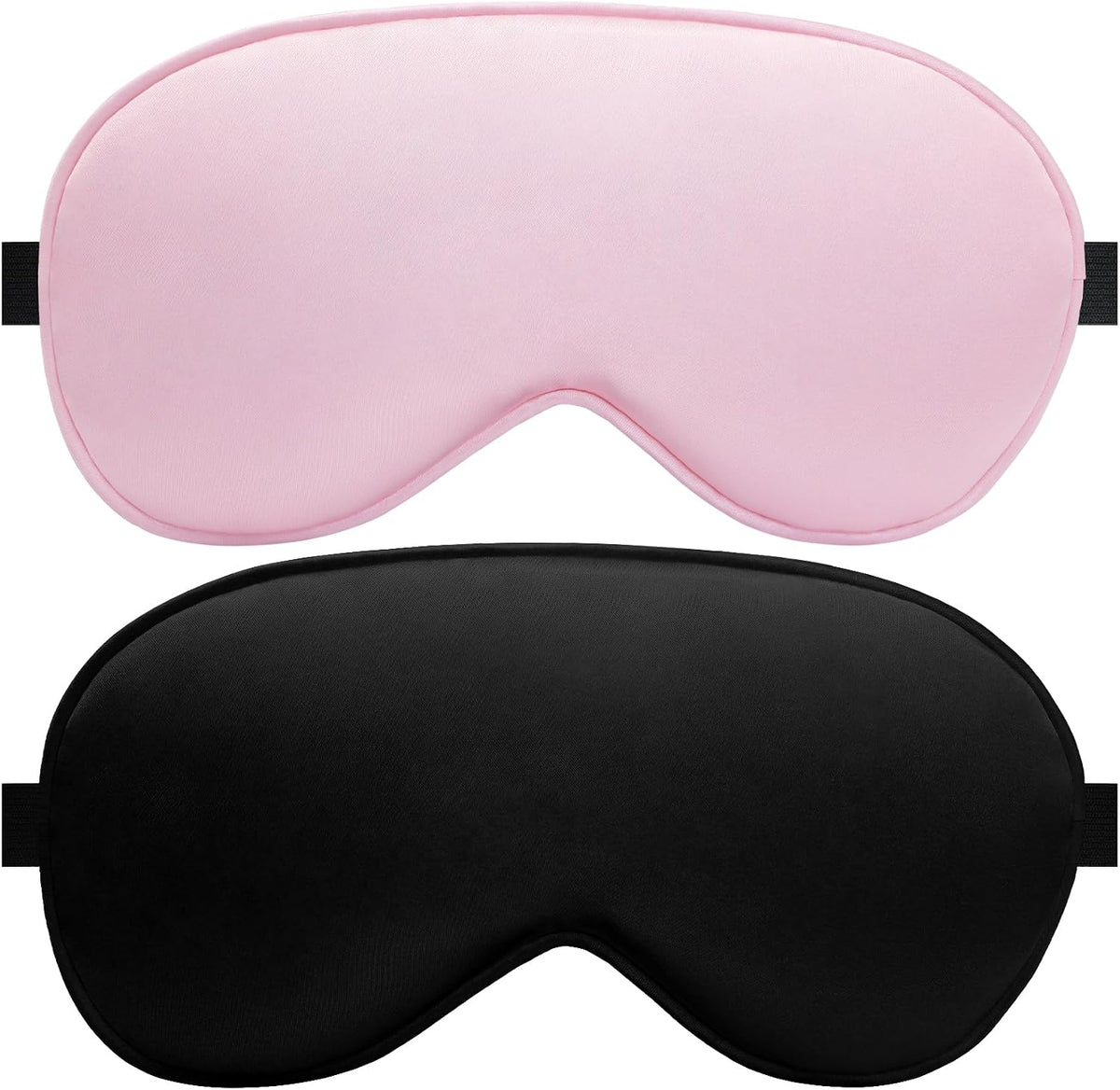 Silk Flat Sleep Eye Mask for Men Women, Non-3D, Black & Pink
