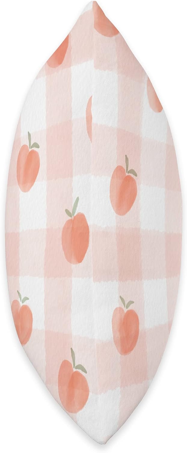 Cute Peaches on Peach And White Background Plaid Throw Pillow
