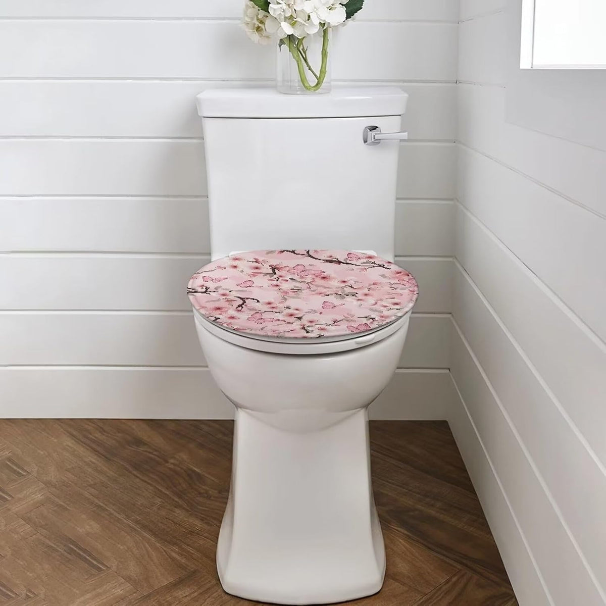 Pink Cherry Blossom Toilet Lid Cover Bathroom Decoration Accessories Bathroom Toilet Lid Soft Plush Seat Covers Seat Covers Fits Most Lids for Accessories Decor