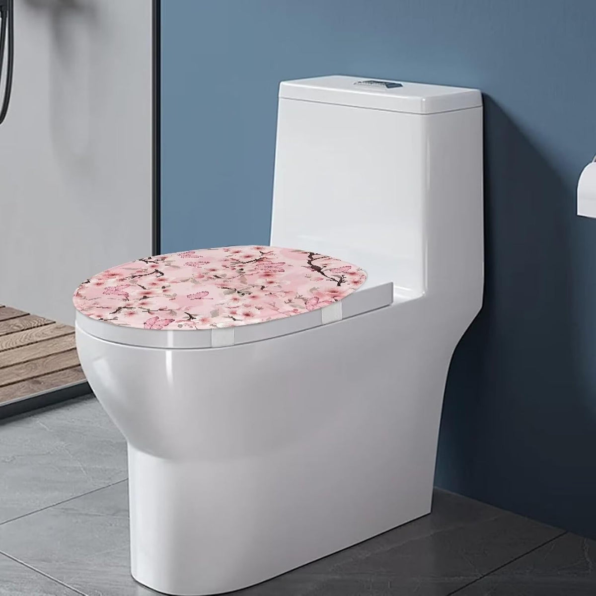 Pink Cherry Blossom Toilet Lid Cover Bathroom Decoration Accessories Bathroom Toilet Lid Soft Plush Seat Covers Seat Covers Fits Most Lids for Accessories Decor
