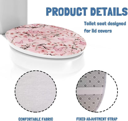 Pink Cherry Blossom Toilet Lid Cover Bathroom Decoration Accessories Bathroom Toilet Lid Soft Plush Seat Covers Seat Covers Fits Most Lids for Accessories Decor
