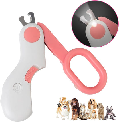 Small Animals Nail Clippers with LED Lights to Avoid Excessive Cutting and Sharp Blades - Professional Claw Trimmer for Tiny Dog Cat Kitten Bunny Rabbit Bird Guinea Pigs Ferret Hamsters (Pink)