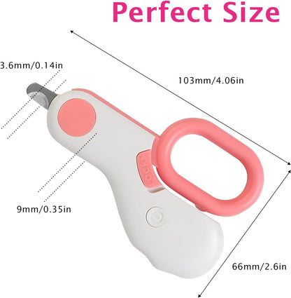 Small Animals Nail Clippers with LED Lights to Avoid Excessive Cutting and Sharp Blades - Professional Claw Trimmer for Tiny Dog Cat Kitten Bunny Rabbit Bird Guinea Pigs Ferret Hamsters (Pink)