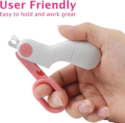 Small Animals Nail Clippers with LED Lights to Avoid Excessive Cutting and Sharp Blades - Professional Claw Trimmer for Tiny Dog Cat Kitten Bunny Rabbit Bird Guinea Pigs Ferret Hamsters (Pink)