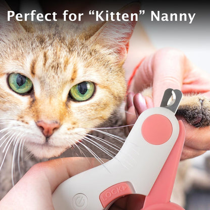 Small Animals Nail Clippers with LED Lights to Avoid Excessive Cutting and Sharp Blades - Professional Claw Trimmer for Tiny Dog Cat Kitten Bunny Rabbit Bird Guinea Pigs Ferret Hamsters (Pink)