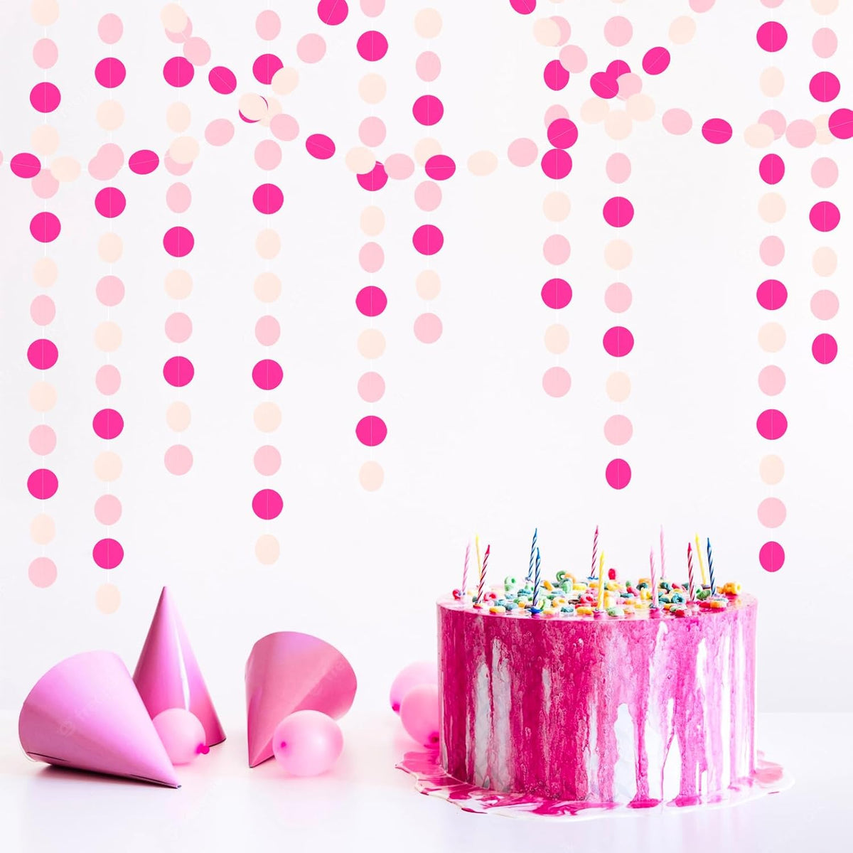 Hot-Pink Party-Decorations Paper-Garland Streamers Banner - 52Ft Galentines Valentines Day Girl Birthday Flamingo Baby Shower Engagement Wedding Bachelorette Hanging Decor