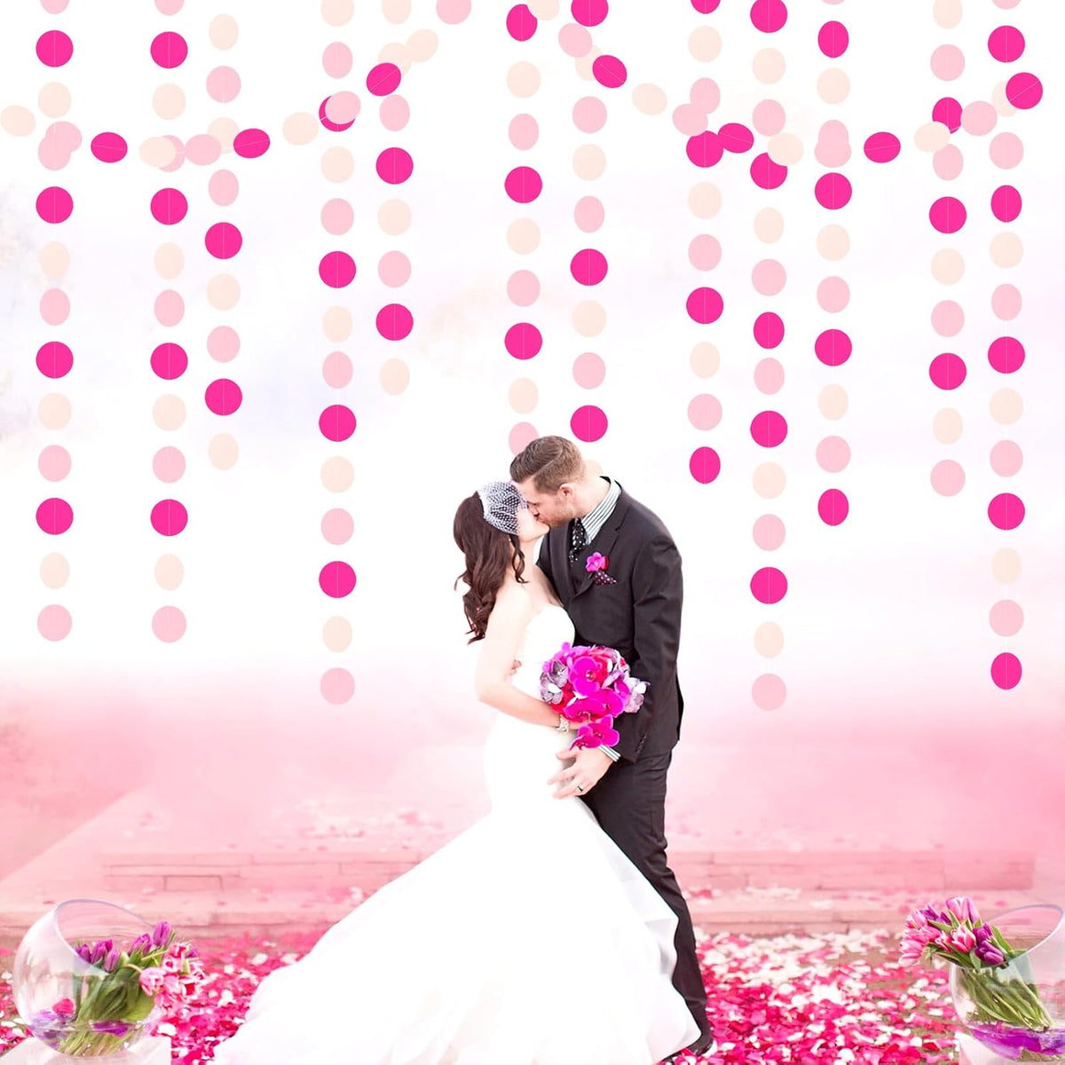 Hot-Pink Party-Decorations Paper-Garland Streamers Banner - 52Ft Galentines Valentines Day Girl Birthday Flamingo Baby Shower Engagement Wedding Bachelorette Hanging Decor