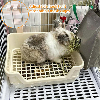 Large Rabbit Litter Box Rabbit Toilet Rabbit Potty Training Corner Huge Bunny Litter Pan with Plastic Grid Deep Dump Tray for Adult Small Animal (Pink)