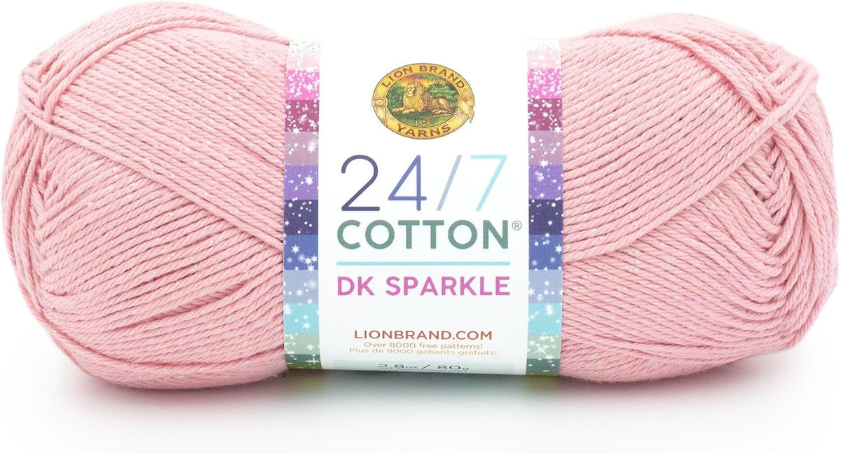 24/7 Cotton DK Crochet Yarn, Pink Diamond, Metal, 1 Pack