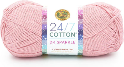 24/7 Cotton DK Crochet Yarn, Pink Diamond, Metal, 1 Pack