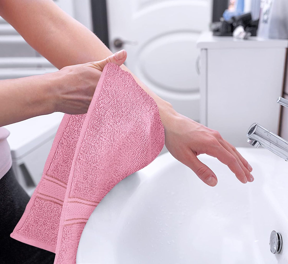 6 Pack Premium Hand Towels, 16x28 in, 600 GSM Cotton, Pink