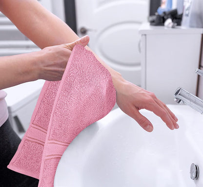 6 Pack Premium Hand Towels, 16x28 in, 600 GSM Cotton, Pink