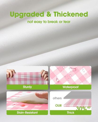 Plastic Table Cloth Disposable 8 Pack 54 x 108 Inch, Pink Plaid